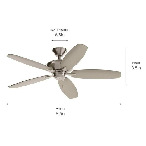 KICHLER Renew Patio 52 in. Indoor/Outdoor Matte White Dual Mount Ceiling Fan - Picture 3 of 11