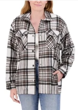 Costco Ladies Brown Checks Long Sleeve Shirt Jacket w/Snaps NWT Choose Your Size