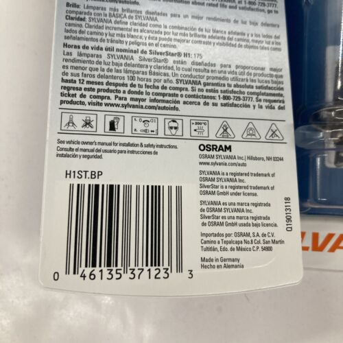 Sylvania Silverstar H1 Pair Set of 2 SINGLE Headlight Bulbs Sealed H1ST.BP NEW - Bild 5 von 5