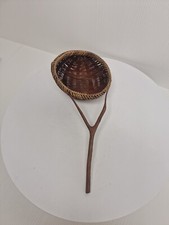 VTG Primitive Rattan Wicker Basket Woven Soop Ladle Strainer Dipper Weave D26