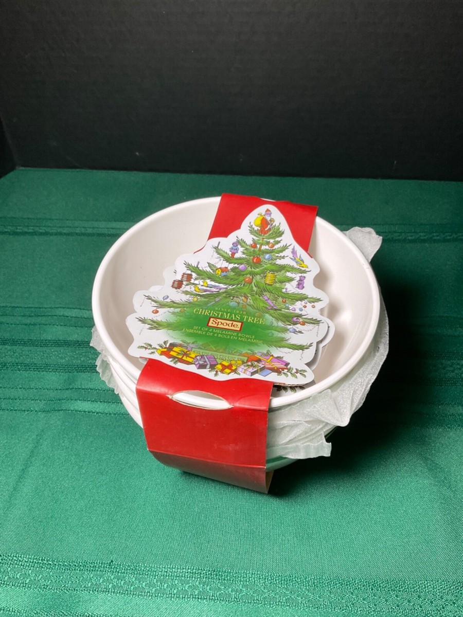 4x Spode Christmas Tree 6” Melamine Bowls S/4 XT2209-XW NEW - Main Image