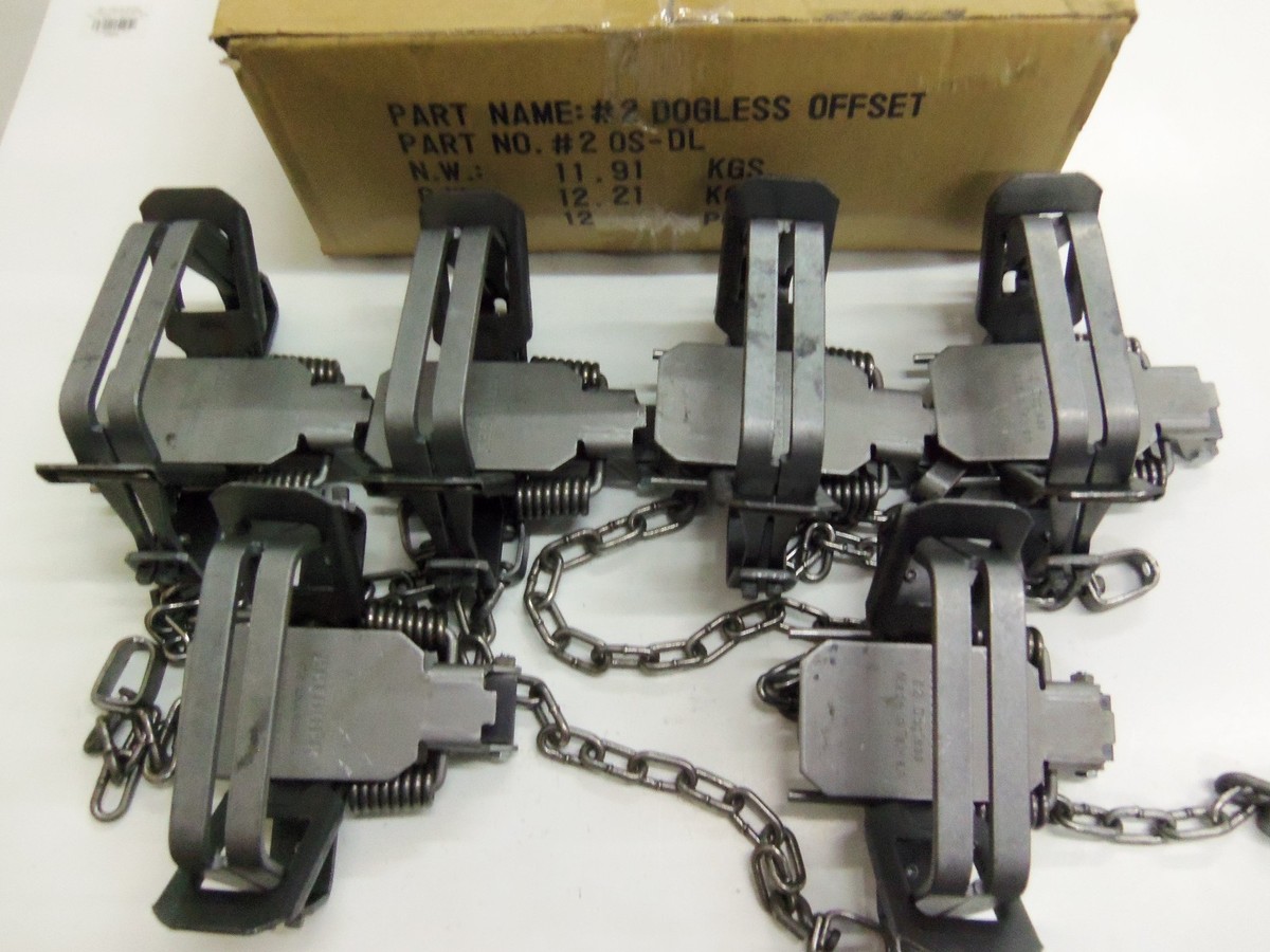 Bridger #2 Dogless Offset 4-Coil Modified Spring Foothold Traps - Metal, Made In Taiwan (6 Pack)