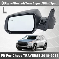 Side Mirror For 2018 2019 Chevrolet Traverse Driver W/Blind Spot Signal 8 Pin