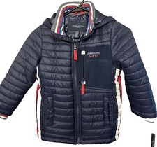 London Fog child jacket 5/6 vintage look elastic cuffs pockets Hood Attached