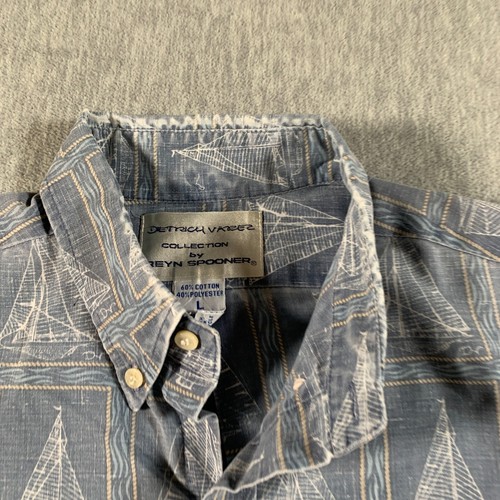 Dietrich Varez Reyn Spooner Shirt Mens Large Blue Cotton Polyester Button Up - Picture 5 of 11