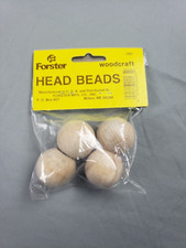 Wooden Doll Head Beads 4 Pack Natural Small Forester Round Beads Vintage 1.25"