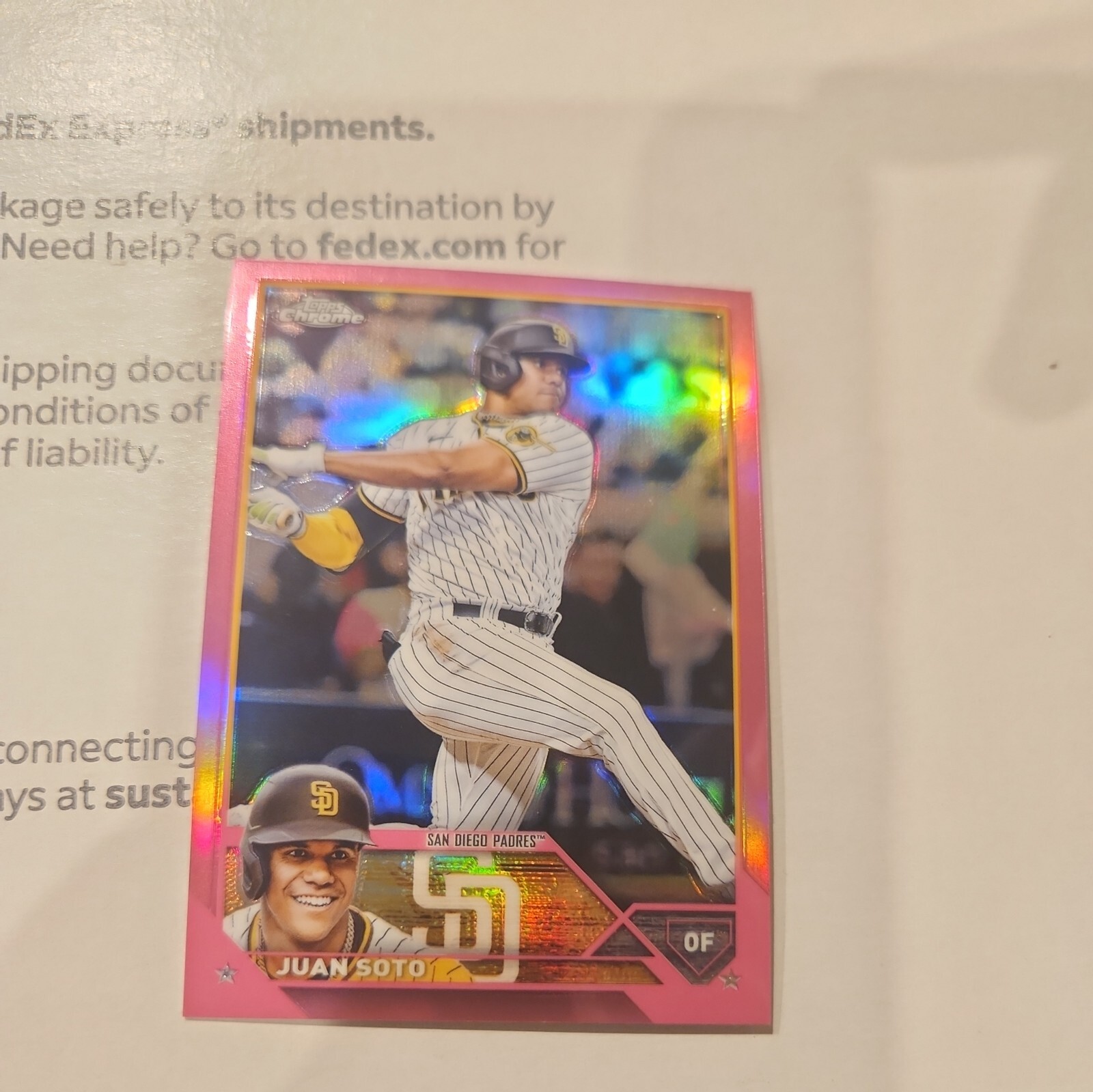 2023 Topps Chrome #100 Juan Soto Pink Refractor San Diego Padres Baseball Card