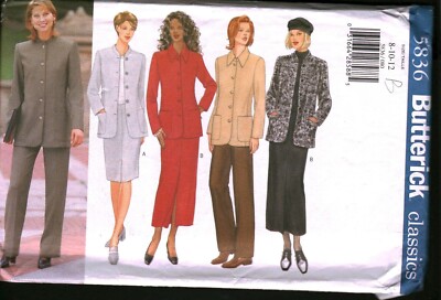 5836 Vintage Butterick Sewing Pattern 1990s Misses Jacket Skirt Pants UNCUT Suit
