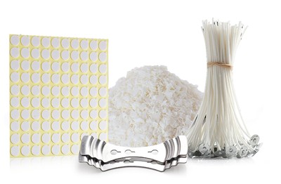 Natural Soy Wax Kit - Includes; 10 Lbs Soy Candle Wax Flakes, 100 Cotton Wick...