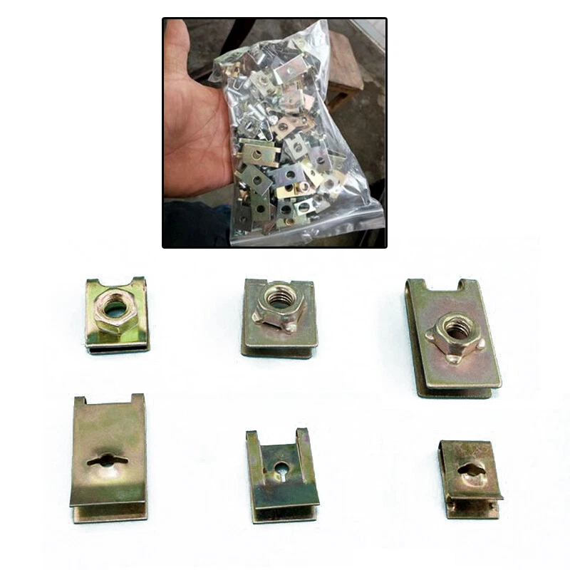 100x Sujetador de panel de puerta de carrocería de coche Junta de tornillo fijo Guardabarros Clips metálicos Duraderos Foto 4 de 4