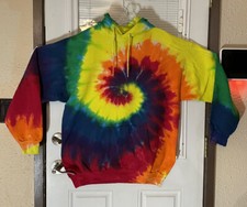 NWOT Tie Dye Multi-Color Adult Sweatshirt Hoodie Size XL Cotton/Polyester Fast S