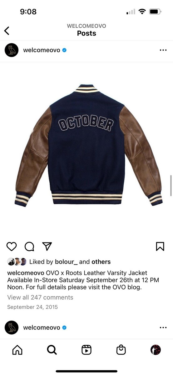 OVO x Roots 2015 Navy Brown Varsity Jacket 1/30 MADE OVO x Roots 2015 Navy Brown Varsity Jacket 1/30 MADE