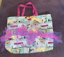 Homemade Peanuts Baby Bag Tote 19  X 14  X 3 1/2  Fringe Purple Interior