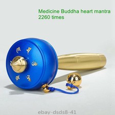 12cm Tibetan Buddhist Supplies Copper Mini Hand Turn Prayer Wheel Praying Buddha