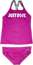 Nike 266834 Girl's JDI Cross-Back Tankini Set Swimwear Purple Size S