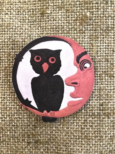 U Wählen Sie Vintage inspiriert Hoot Eule auf Mann im Mond Halloween Karton Dekoration - Bild 5 von 10