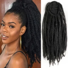 18" Marley Braids Ponytail Drawstring Hairpiece Afro Kinky Curly Hair Extensions