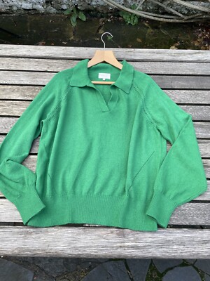 BNWT Joules Ladies Mia Green Pointelle Jumper With Open Collar Size UK20