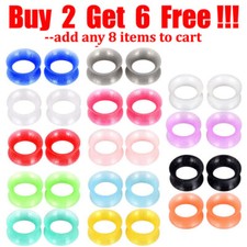 2 Pcs Silicone Ear Gauges Flexible Flesh Tunnels Plugs Piercing Jewelry 2g-3/4"