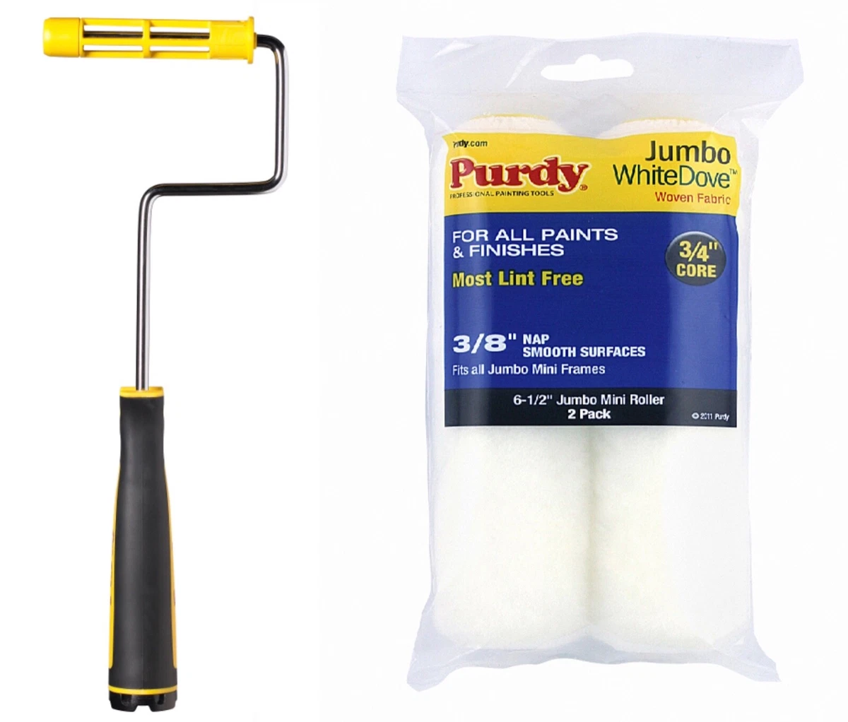 PURDY JUMBO MINI ROLLER FRAME WITH ROLLERS 6.5 TWIN PACK FAST DISPATCH