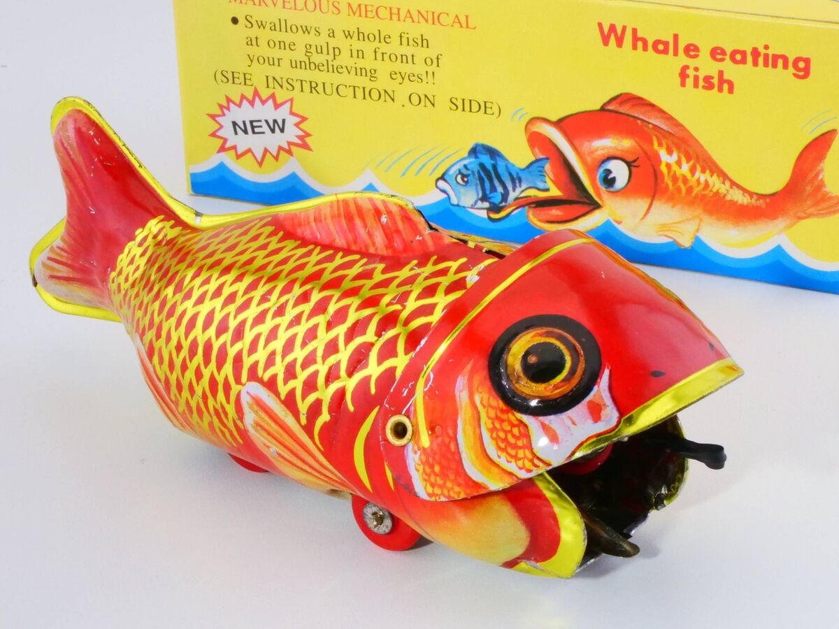 MS 229 Whale Eating Fish Hungry Tin Toy China MIB NOS OVP SG MS 229 Whale Eating Fish Hungry Tin Toy China MIB NOS OVP SG