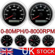 6 Gauge Set 85mm GPS Speedometer 0-80MPH Tacho&52mm Fuel Oil Temp Volt UK STOCK