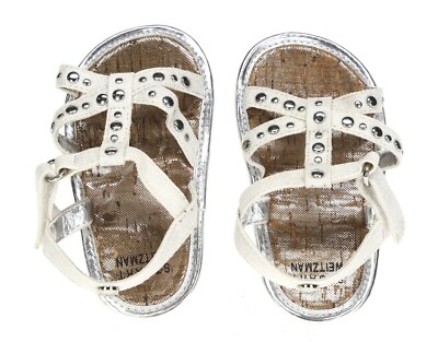 STUART WEITZMAN Baby Kemp Sabana White Ankle Strap Sandals Sz 4