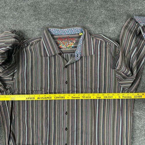 Robert Graham Shirt Mens 2XL Multicolor Striped Flip Cuff Button Up Colorful - Picture 6 of 8