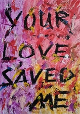 Painting - Love / Salvation / Thank You / Poetry - Oil Crayons A4 Paper Abstract Art