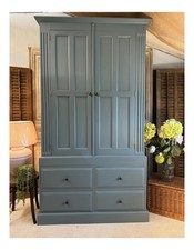Painted Panelled Wardrobe With 4 Large Drawers - in De Nimes By Farrow And Ball