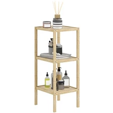 3-Tier Bathroom Storage Shelving Unit, Freestanding Bamboo Shelves, Natural