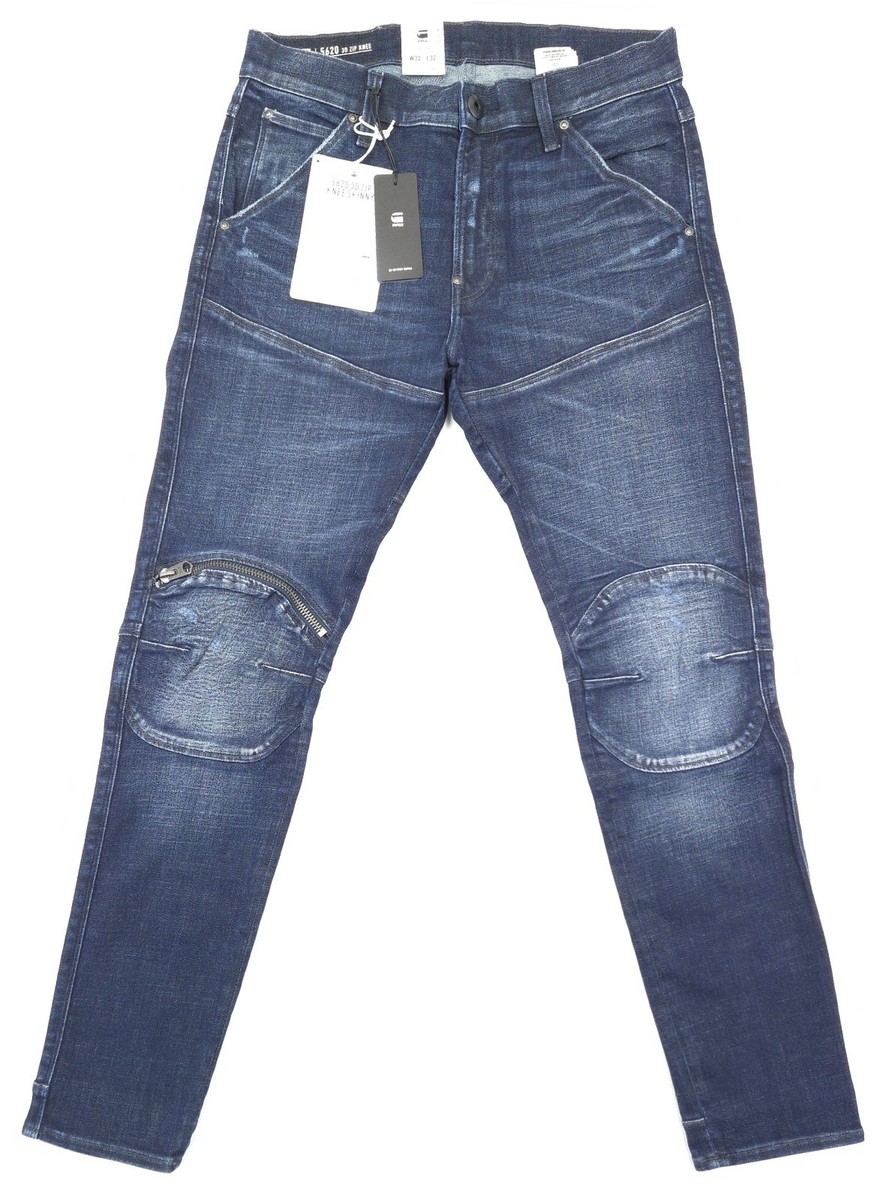 G-Star Raw Men's 32W x 32L Elwood 5620 3D Zip Knee Skinny Blue
