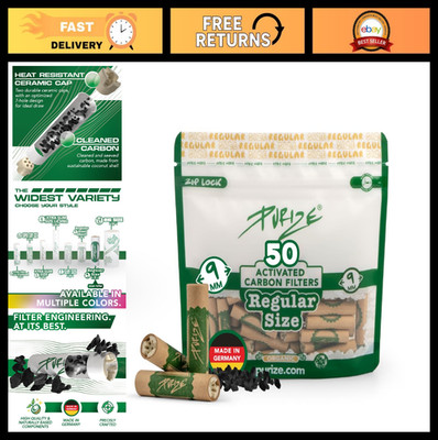 Activated Charcoal Filter Tips 50 Pack 9mm - Organic Ceramic Caps for Airflow