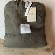 The Citizenry King Duvet Sham Set Organic Turkish Cotton New Green Bedding Set