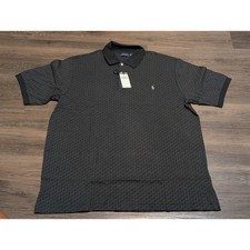Polo Ralph Lauren Mens 4XB Black Monogram Logo Print Short Sleeve Polo Shirt