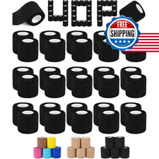 Azen 40 Pack Self Adhesive Bandage Wrap Black 2 X 5 Yards Black Athletic Tape