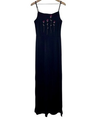 Vintage Y2K My Michelle Large Embroidered Black Whimsigoth Fairy Dress Romantic