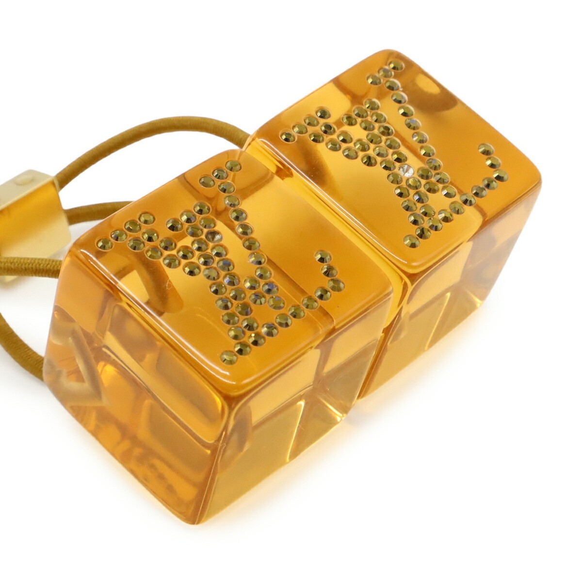 LOUIS VUITTON Hair Cube Ties with Rhinestones, Light Brown and Dar