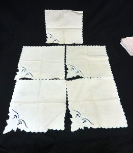 2 SETS 10 TOTAL NAPKINS CUTWORK DESIGN BEIGE 10'' X 10'' FLORAL 100% COTTON