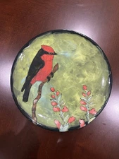 RAINBOW GATE POTTERY SANTA FE VERMILLION FLYCATCHER 9 INCH DECORATIVE PLATE 