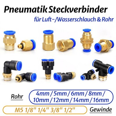 Pneumatik Verbinder Stecker Verschraubung wie IQS Festo Druckluft PU Schlauch