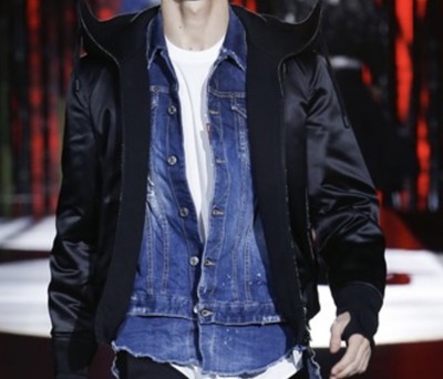 Dsquared2, Biker-Denim-Weste, Gr. 46 Oversize (Gr. M), Ledergurt, Fall 2016, Neu