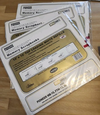 3- NIP Pioneer Scrapbook 12 x 12 Top Loading White Refills 3x10 NEW - Image 1 of 3