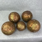 Copper & Brass Carved Covered Decorative Wood Balls India Set 5 Vintage Pier 1
