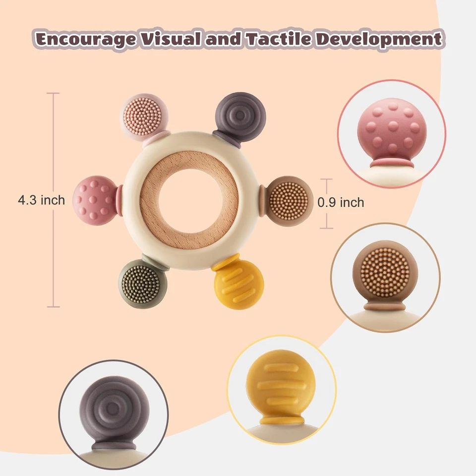 2 Packs Baby Teething Toy for 3-6 6-12 Months, Teether Mitten & Silicone Rudder - Image 4 of 4