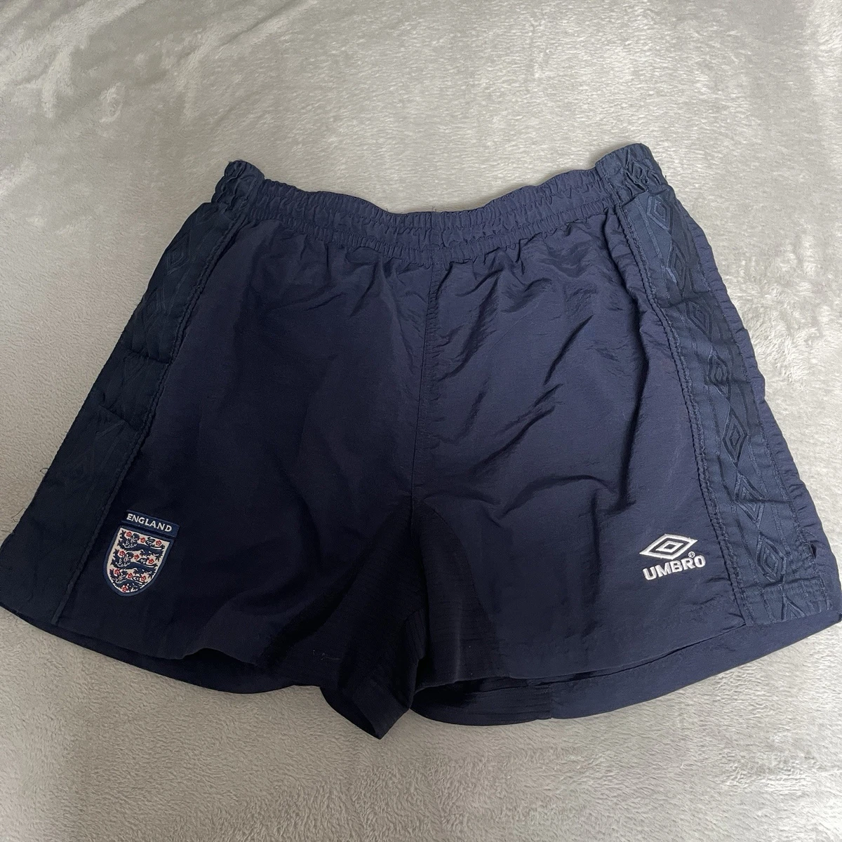 Short De Foot Vintage Umbro – Homme, Bleu Marine, Polyester, Taille 34