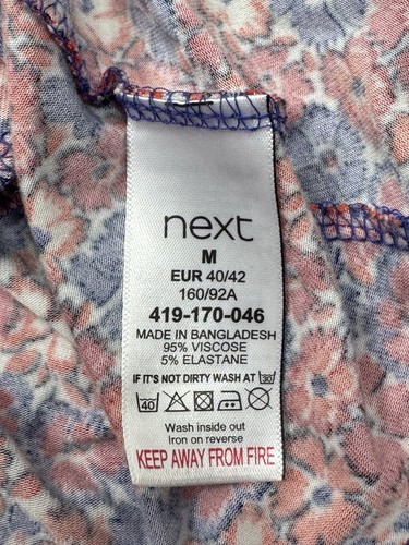 Next Red Blue Floral Jersey Sleeveless Summer Dress Size M with Pockets Stretch - Picture 9 of 9