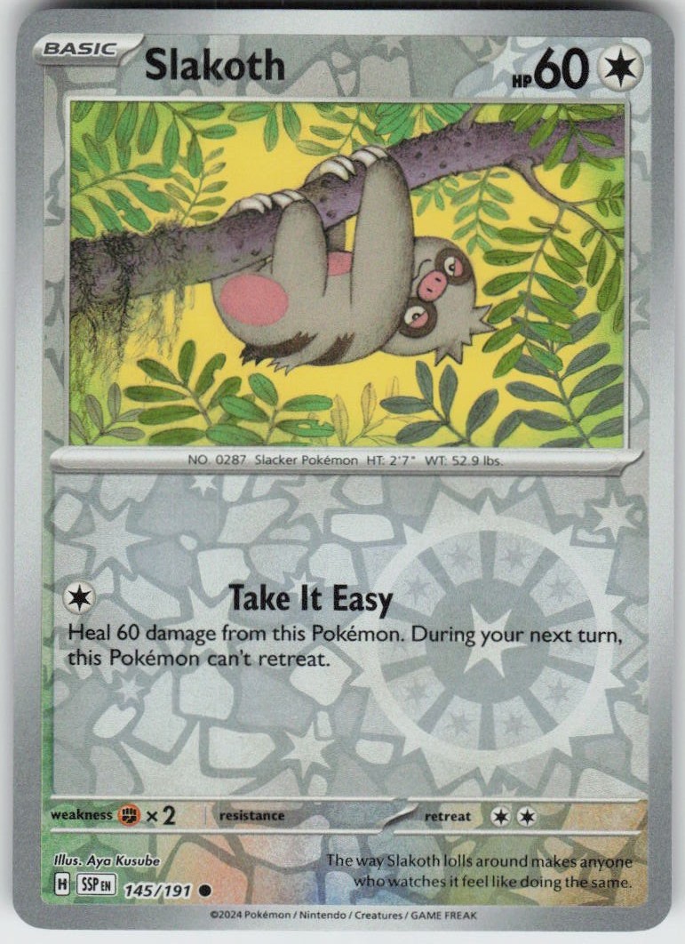 Reverse Holo Slakoth 145/191 Common Surging Sparks Near Mint
