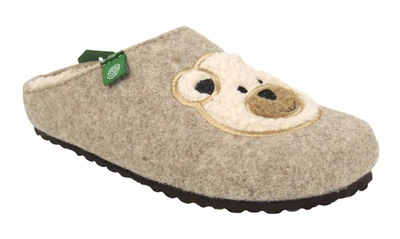 Dr. BRINKMANN / TOFEE Damen Pantoffel Hausschuh WOLLFILZ "BÄRCHEN" braun