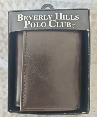 Beverly Hills Polo Club Mens Brown Trifold Wallet New